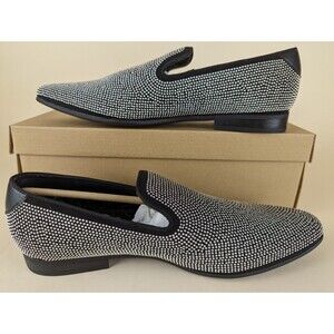 Steve Madden Mezmoryz Loafers Mens 8 Black Silver Studded Slip On Shoes NWB